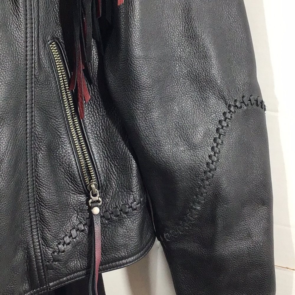 Vintage Harley Davidson Magic Dip dyed fringe Black Leather Jacket XL NWOT - Picture 8 of 15